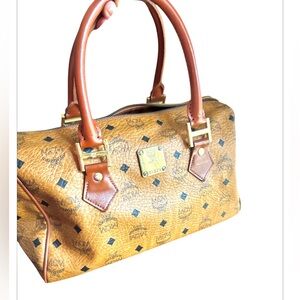 MCM Leather Handbag Boston Large Cognac